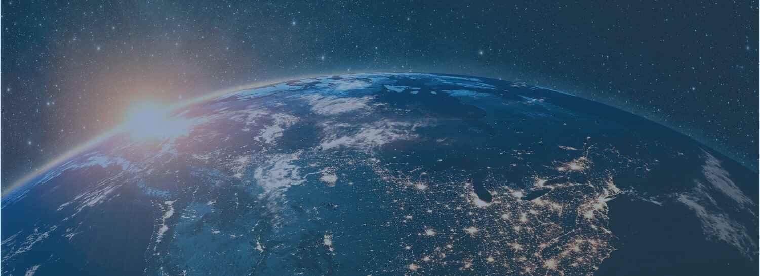 Image of earth from space with sun rising